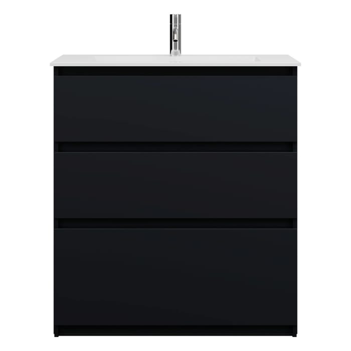 burgbad Lin20 Waschtischunterschrank mit Mineralguss-Waschtisch 82 cm, 3 Auszüge