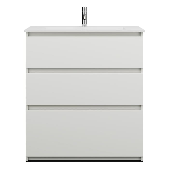 burgbad Lin20 Waschtischunterschrank mit Mineralguss-Waschtisch 82 cm, 3 Auszüge