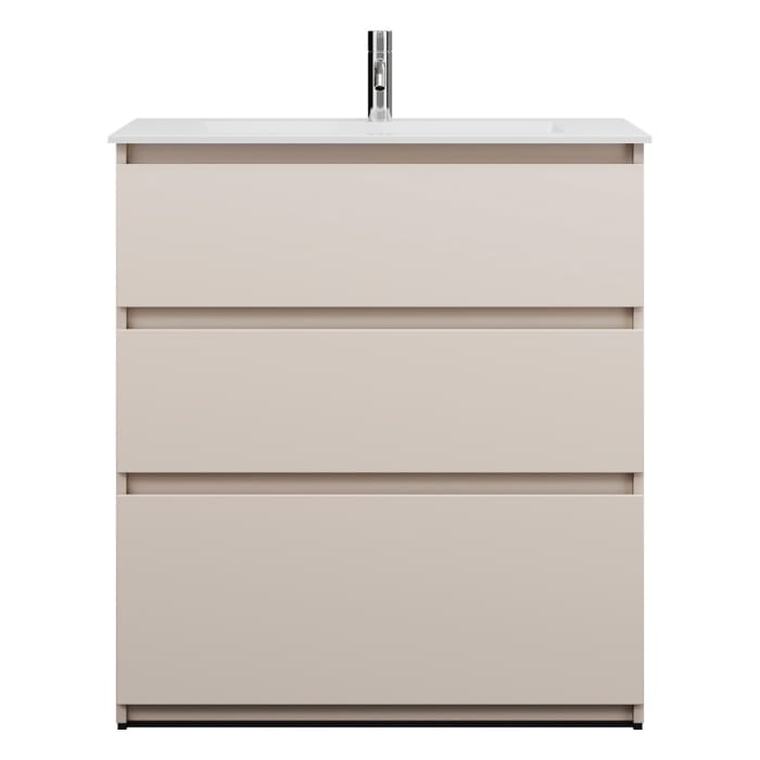 burgbad Lin20 Waschtischunterschrank mit Mineralguss-Waschtisch 82 cm, 3 Auszüge