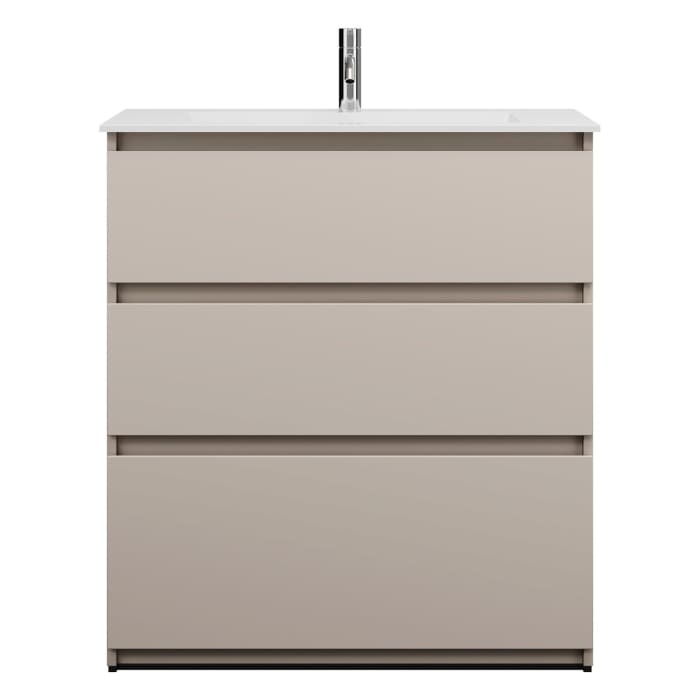 burgbad Lin20 Waschtischunterschrank mit Mineralguss-Waschtisch 82 cm, 3 Auszüge