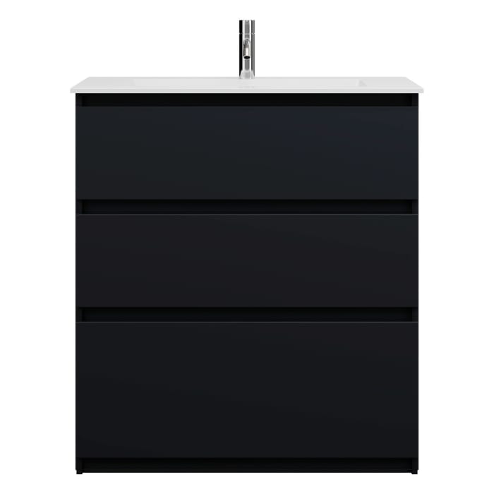 burgbad Lin20 Waschtischunterschrank mit Mineralguss-Waschtisch 82 cm, 3 Auszüge