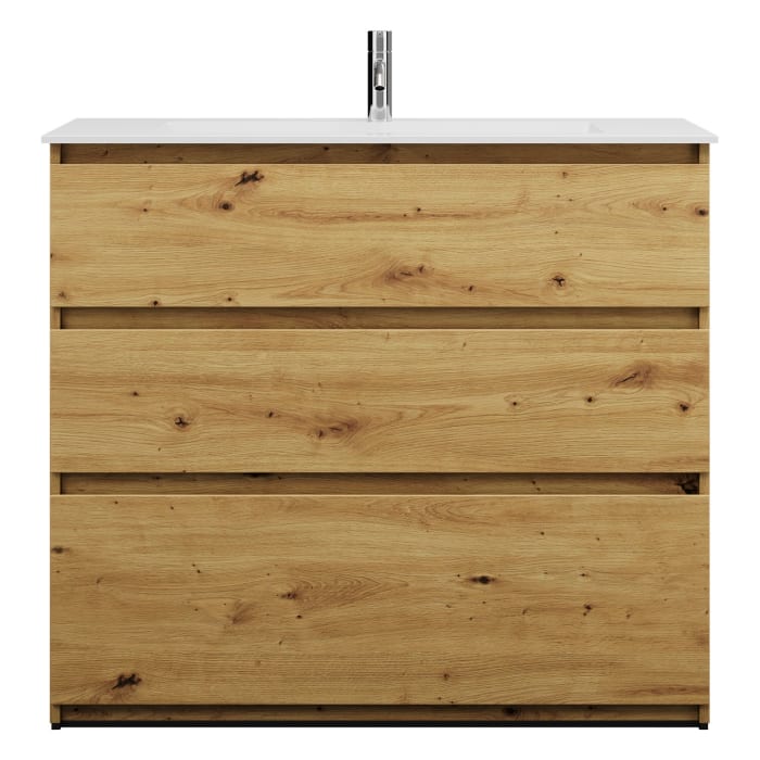 burgbad Lin20 Waschtischunterschrank mit Mineralguss-Waschtisch 102 cm, 3 Auszüge