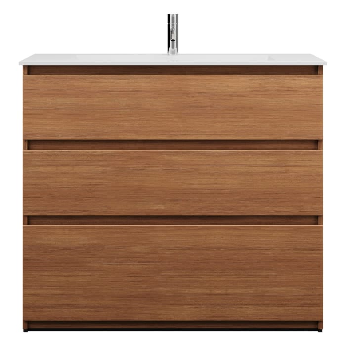 burgbad Lin20 Waschtischunterschrank mit Mineralguss-Waschtisch 102 cm, 3 Auszüge