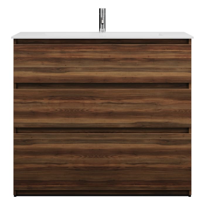 burgbad Lin20 Waschtischunterschrank mit Mineralguss-Waschtisch 102 cm, 3 Auszüge