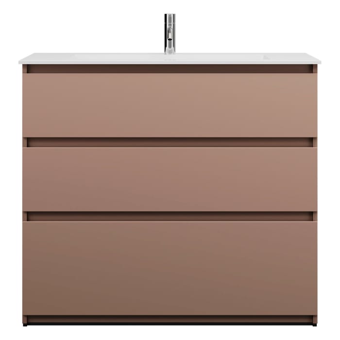 burgbad Lin20 Waschtischunterschrank mit Mineralguss-Waschtisch 102 cm, 3 Auszüge