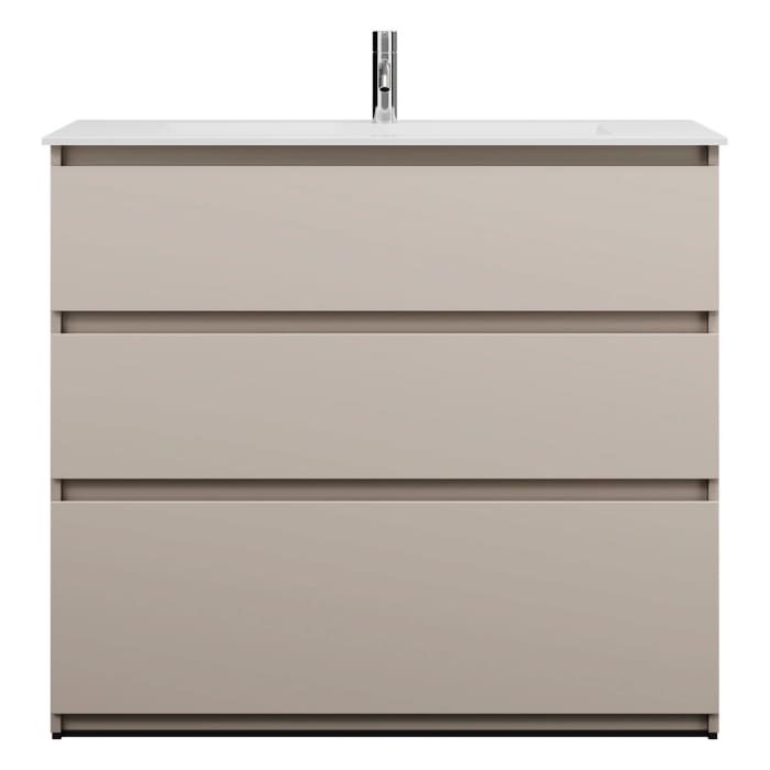 burgbad Lin20 Waschtischunterschrank mit Mineralguss-Waschtisch 102 cm, 3 Auszüge