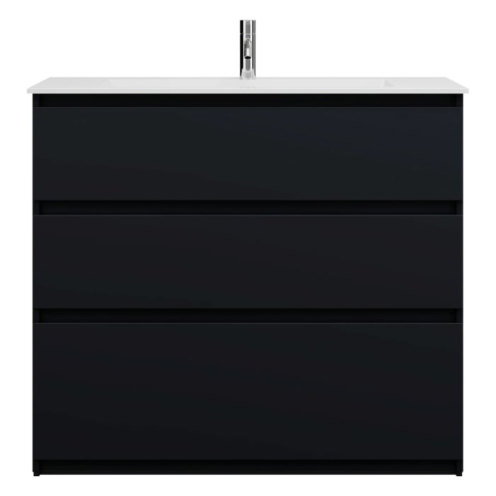 burgbad Lin20 Waschtischunterschrank mit Mineralguss-Waschtisch 102 cm, 3 Auszüge