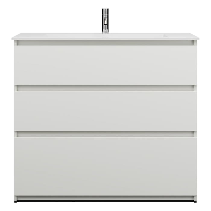 burgbad Lin20 Waschtischunterschrank mit Mineralguss-Waschtisch 102 cm, 3 Auszüge