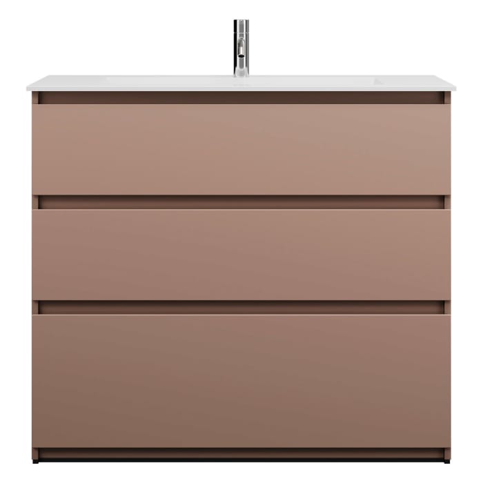 burgbad Lin20 Waschtischunterschrank mit Mineralguss-Waschtisch 102 cm, 3 Auszüge