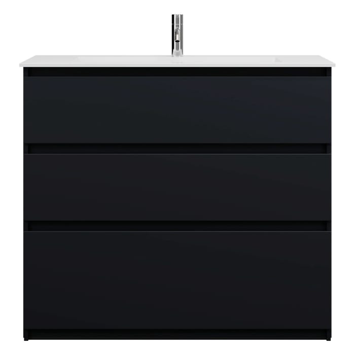 burgbad Lin20 Waschtischunterschrank mit Mineralguss-Waschtisch 102 cm, 3 Auszüge