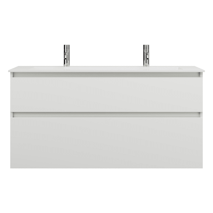 burgbad Lin20 Waschtischunterschrank mit Mineralguss-Waschtisch 122 cm, 2 Auszüge