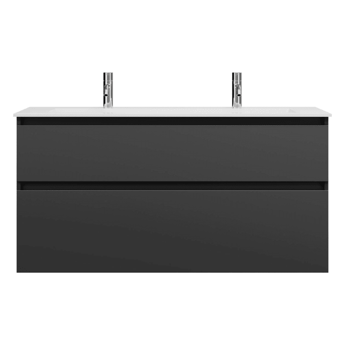 burgbad Lin20 Waschtischunterschrank mit Mineralguss-Waschtisch 122 cm, 2 Auszüge