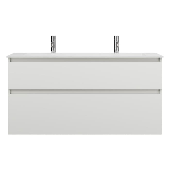 burgbad Lin20 Waschtischunterschrank mit Mineralguss-Waschtisch 122 cm, 2 Auszüge