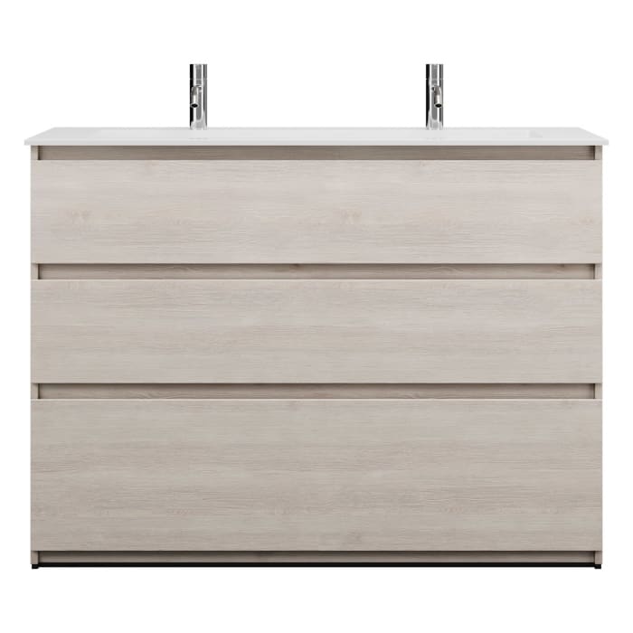 burgbad Lin20 Waschtischunterschrank mit Mineralguss-Waschtisch 122 cm, 3 Auszüge