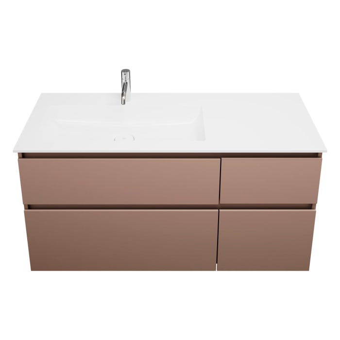 burgbad Lin20 Waschtischunterschrank mit Mineralguss-Waschtisch 122 cm, 4 Auszüge, links