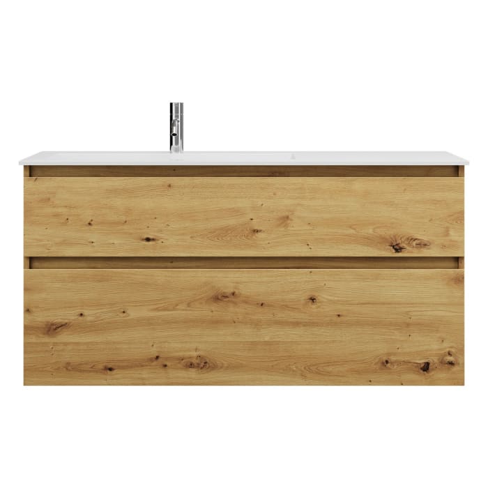 burgbad Lin20 Waschtischunterschrank mit Mineralguss-Waschtisch 122 cm, 2 Auszüge, links