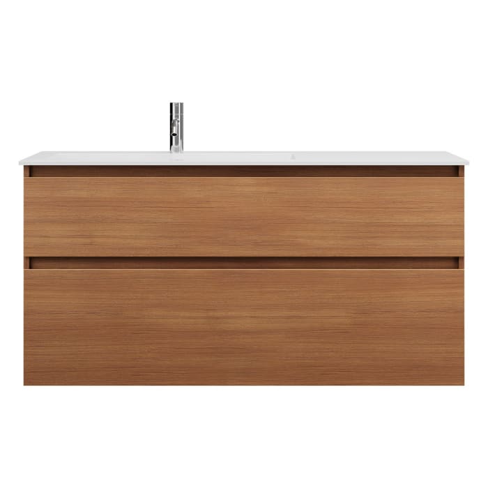 burgbad Lin20 Waschtischunterschrank mit Mineralguss-Waschtisch 122 cm, 2 Auszüge, links