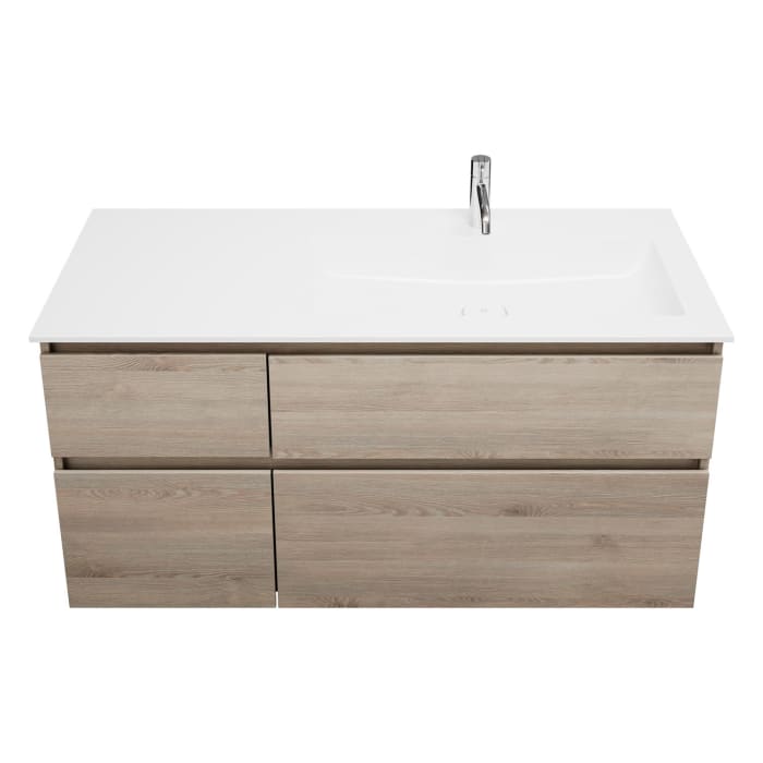 burgbad Lin20 Waschtischunterschrank mit Mineralguss-Waschtisch 122 cm, 4 Auszüge, rechts