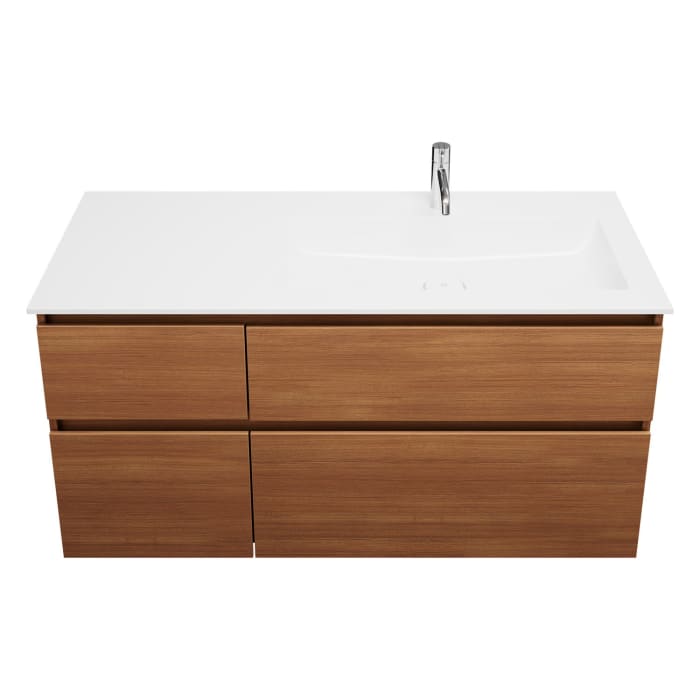 burgbad Lin20 Waschtischunterschrank mit Mineralguss-Waschtisch 122 cm, 4 Auszüge, rechts