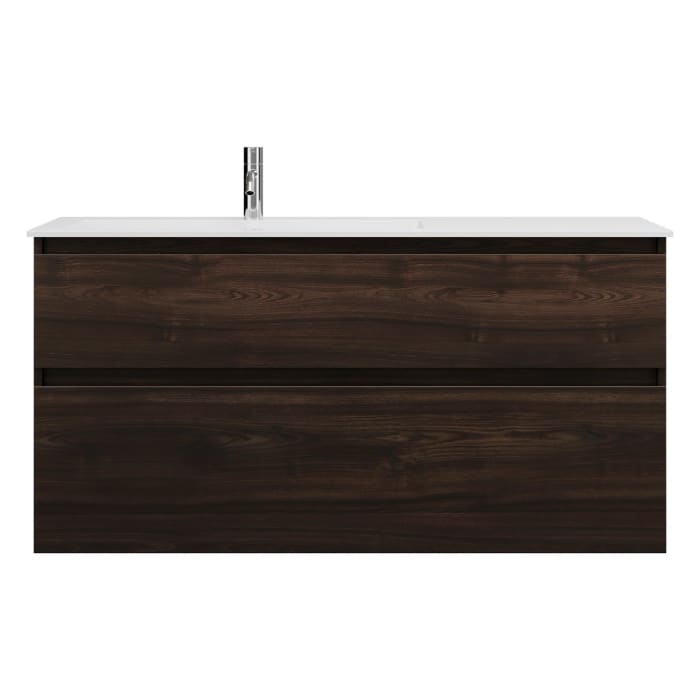 burgbad Lin20 Waschtischunterschrank mit Mineralguss-Waschtisch 122 cm, 2 Auszüge, links