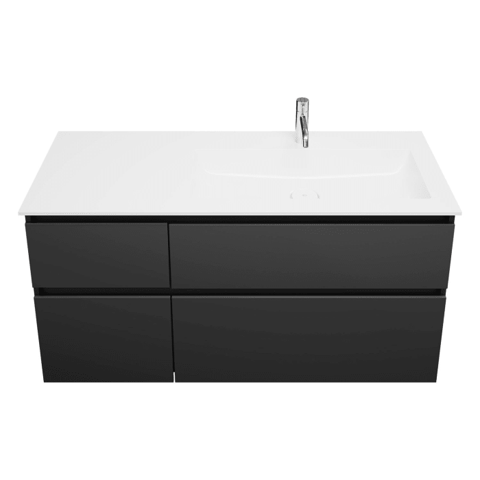 burgbad Lin20 Waschtischunterschrank mit Mineralguss-Waschtisch 122 cm, 4 Auszüge, rechts