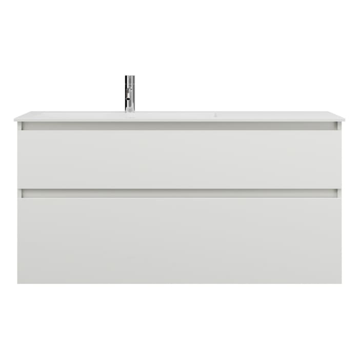 burgbad Lin20 Waschtischunterschrank mit Mineralguss-Waschtisch 122 cm, 2 Auszüge, links