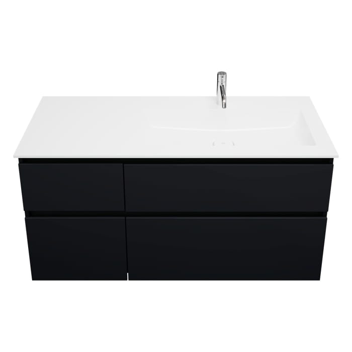 burgbad Lin20 Waschtischunterschrank mit Mineralguss-Waschtisch 122 cm, 4 Auszüge, rechts