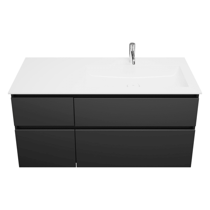 burgbad Lin20 Waschtischunterschrank mit Mineralguss-Waschtisch 122 cm, 4 Auszüge, rechts