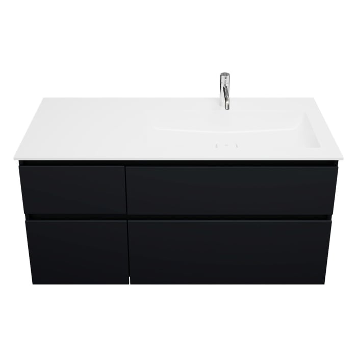 burgbad Lin20 Waschtischunterschrank mit Mineralguss-Waschtisch 122 cm, 4 Auszüge, rechts