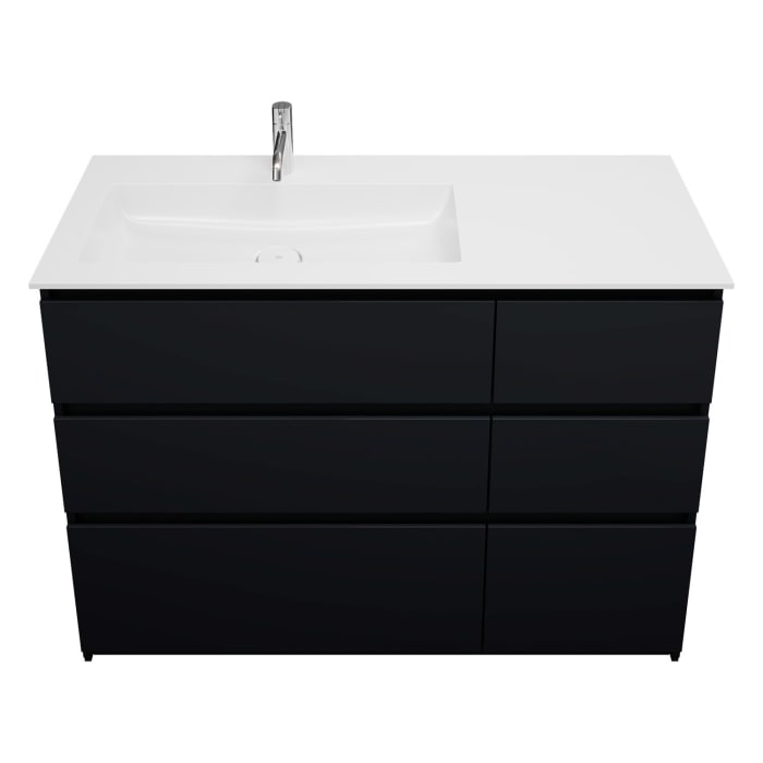 burgbad Lin20 Waschtischunterschrank mit Mineralguss-Waschtisch 122 cm, 6 Auszüge, links