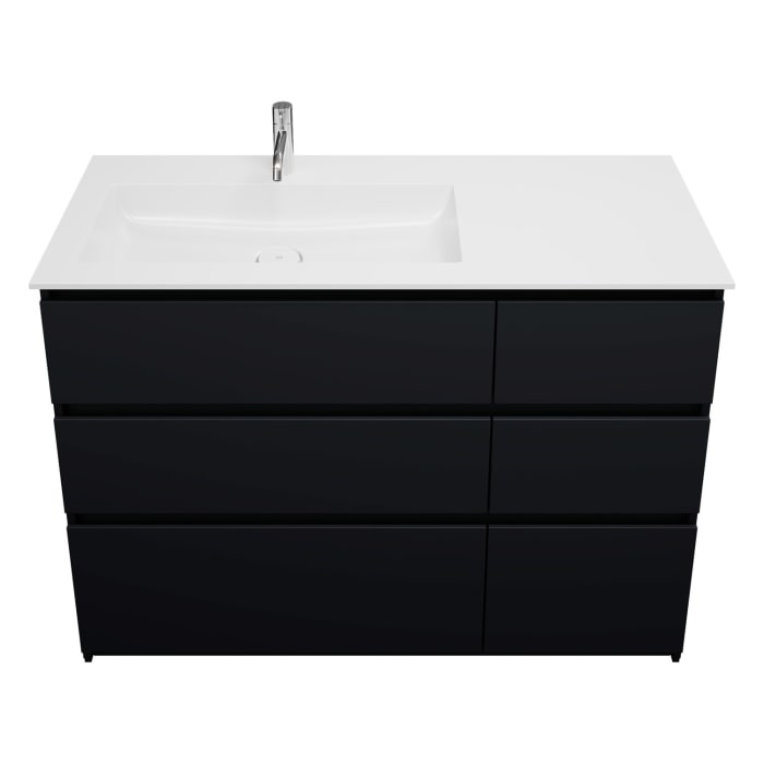 burgbad Lin20 Waschtischunterschrank mit Mineralguss-Waschtisch 122 cm, 6 Auszüge, links