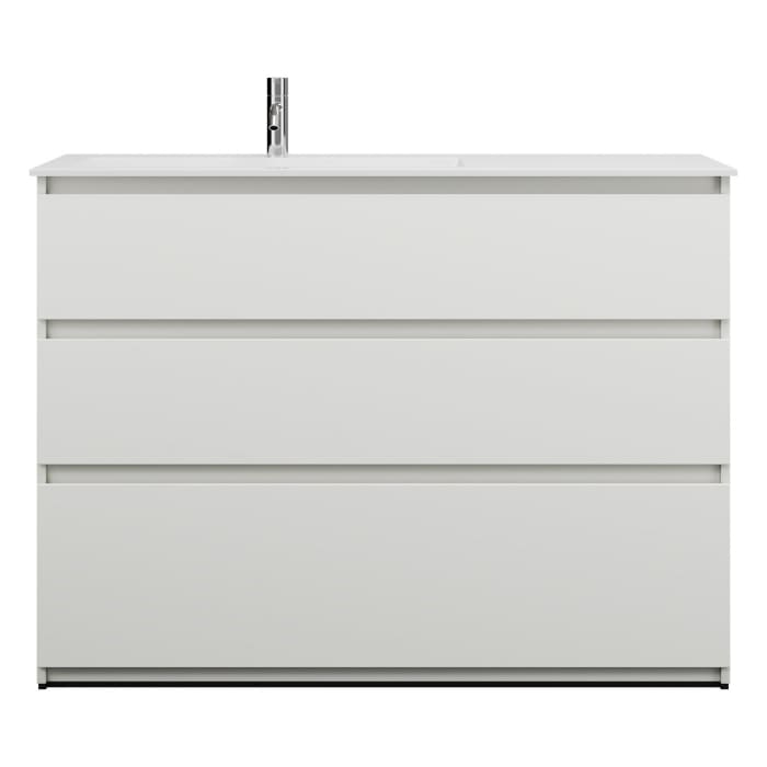 burgbad Lin20 Waschtischunterschrank mit Mineralguss-Waschtisch 122 cm, 3 Auszüge, links