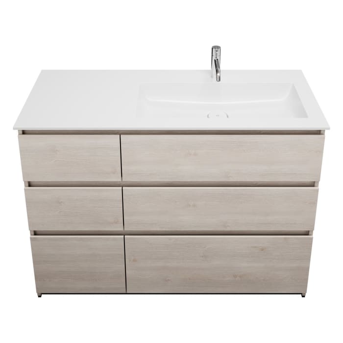 burgbad Lin20 Waschtischunterschrank mit Mineralguss-Waschtisch 122 cm, 6 Auszüge, rechts