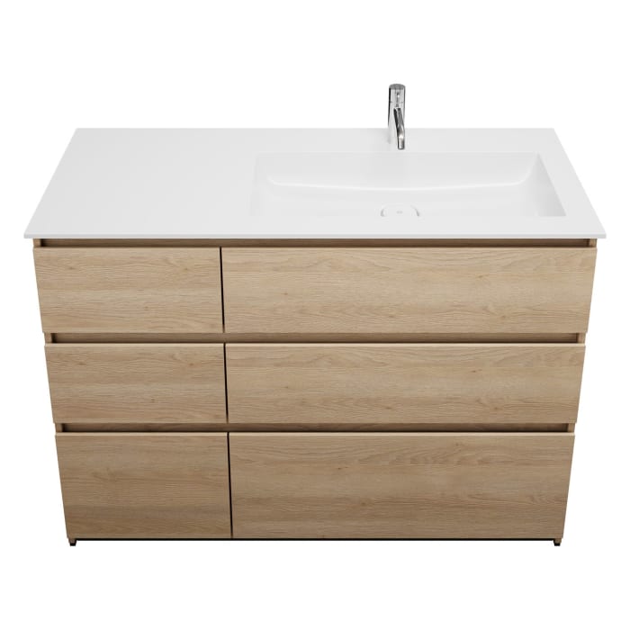 burgbad Lin20 Waschtischunterschrank mit Mineralguss-Waschtisch 122 cm, 6 Auszüge, rechts