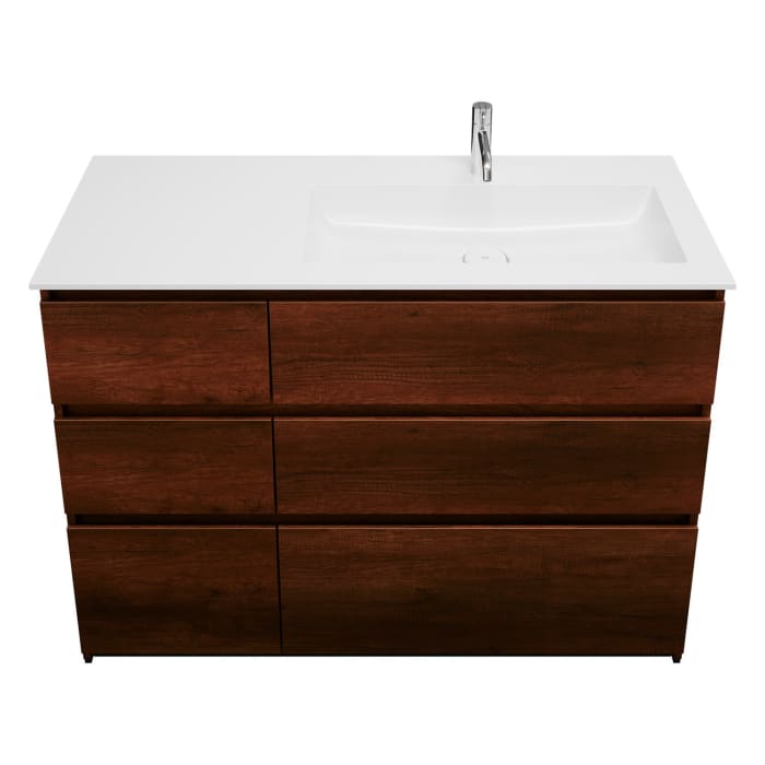 burgbad Lin20 Waschtischunterschrank mit Mineralguss-Waschtisch 122 cm, 6 Auszüge, rechts