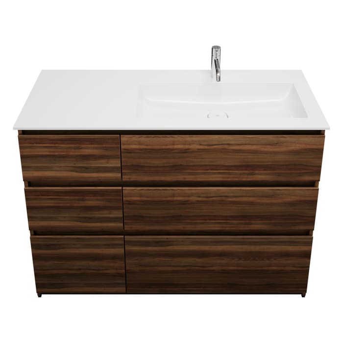 burgbad Lin20 Waschtischunterschrank mit Mineralguss-Waschtisch 122 cm, 6 Auszüge, rechts