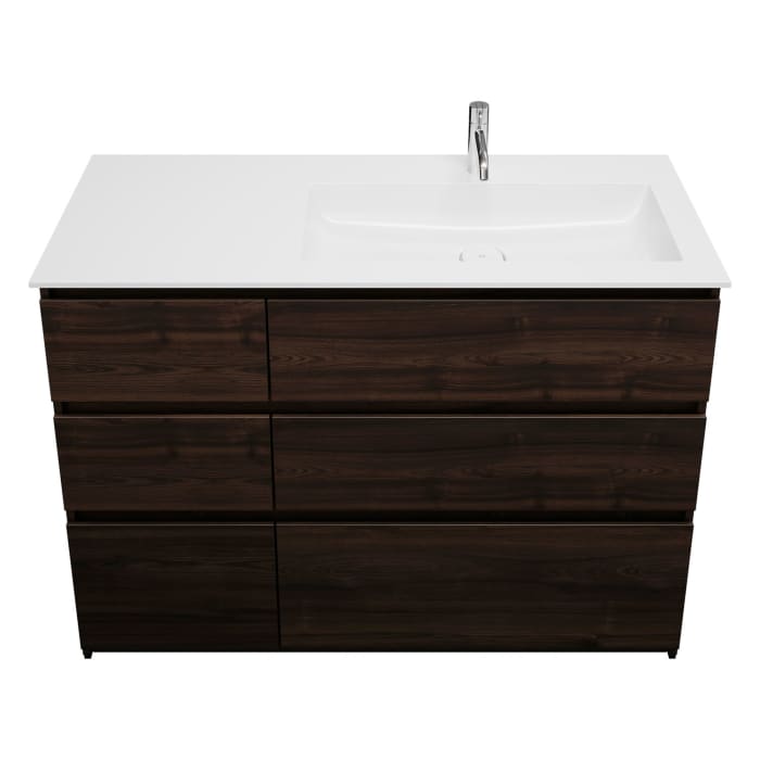 burgbad Lin20 Waschtischunterschrank mit Mineralguss-Waschtisch 122 cm, 6 Auszüge, rechts