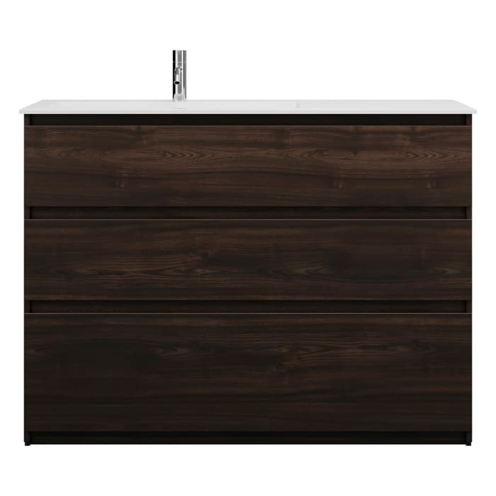 burgbad Lin20 Waschtischunterschrank mit Mineralguss-Waschtisch 122 cm, 3 Auszüge, links