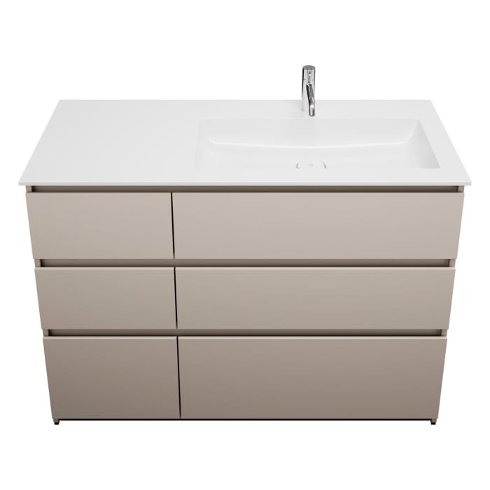 burgbad Lin20 Waschtischunterschrank mit Mineralguss-Waschtisch 122 cm, 6 Auszüge, rechts