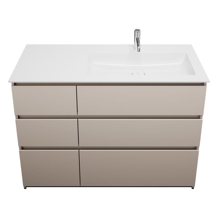 burgbad Lin20 Waschtischunterschrank mit Mineralguss-Waschtisch 122 cm, 6 Auszüge, rechts