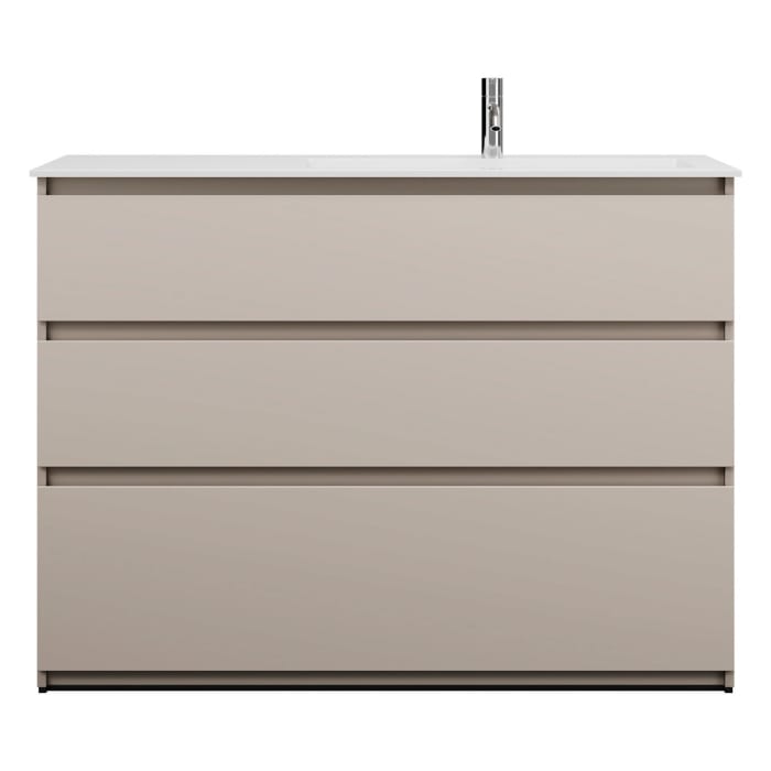 burgbad Lin20 Waschtischunterschrank mit Mineralguss-Waschtisch 122 cm, 3 Auszüge, rechts