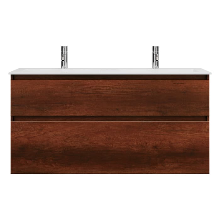 burgbad Lin20 Waschtischunterschrank mit Mineralguss-Doppelwaschtisch 122 cm, 2 Auszüge, links und rechts