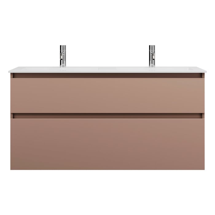 burgbad Lin20 Waschtischunterschrank mit Mineralguss-Doppelwaschtisch 122 cm, 2 Auszüge, links und rechts