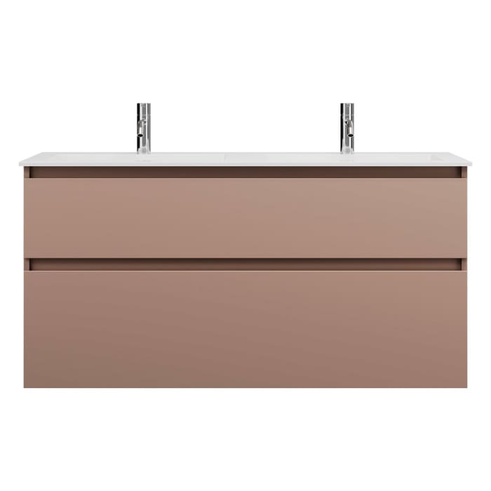 burgbad Lin20 Waschtischunterschrank mit Mineralguss-Doppelwaschtisch 122 cm, 2 Auszüge, links und rechts