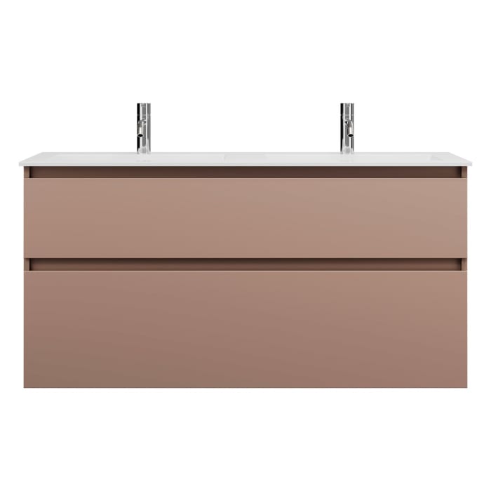 burgbad Lin20 Waschtischunterschrank mit Mineralguss-Doppelwaschtisch 122 cm, 2 Auszüge, links und rechts