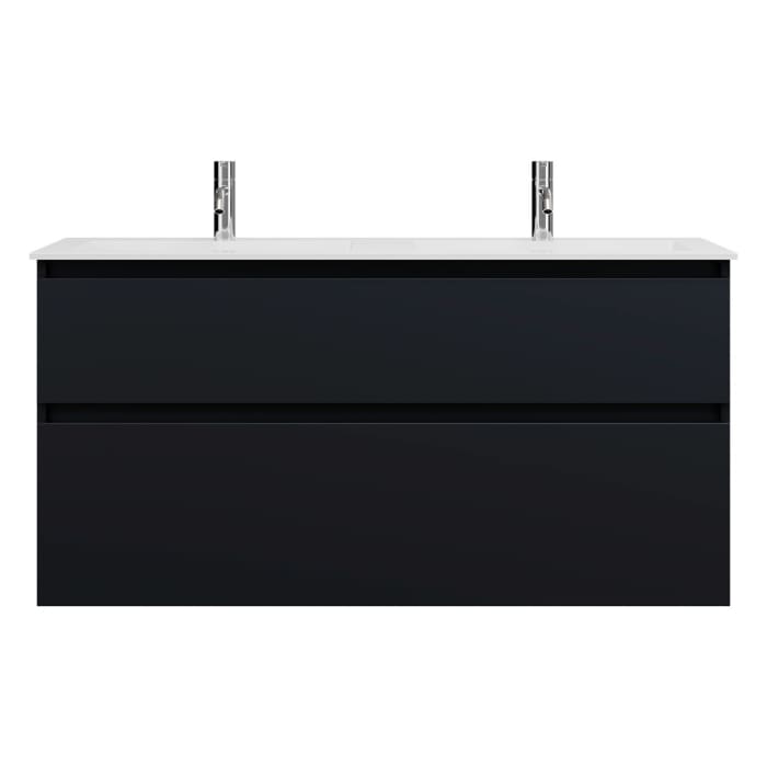 burgbad Lin20 Waschtischunterschrank mit Mineralguss-Doppelwaschtisch 122 cm, 2 Auszüge, links und rechts