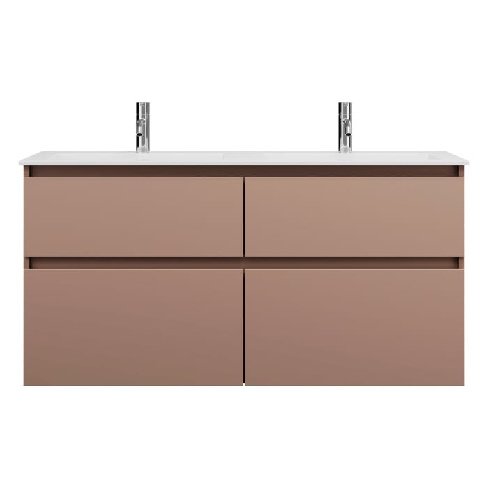 burgbad Lin20 Waschtischunterschrank mit Mineralguss-Doppelwaschtisch 122 cm, 4 Auszüge, links und rechts