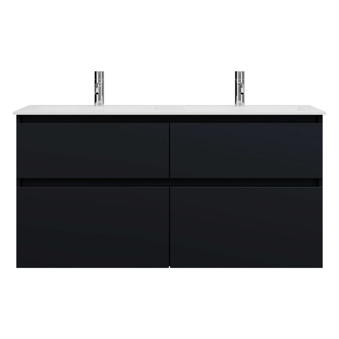 burgbad Lin20 Waschtischunterschrank mit Mineralguss-Doppelwaschtisch 122 cm, 4 Auszüge, links und rechts