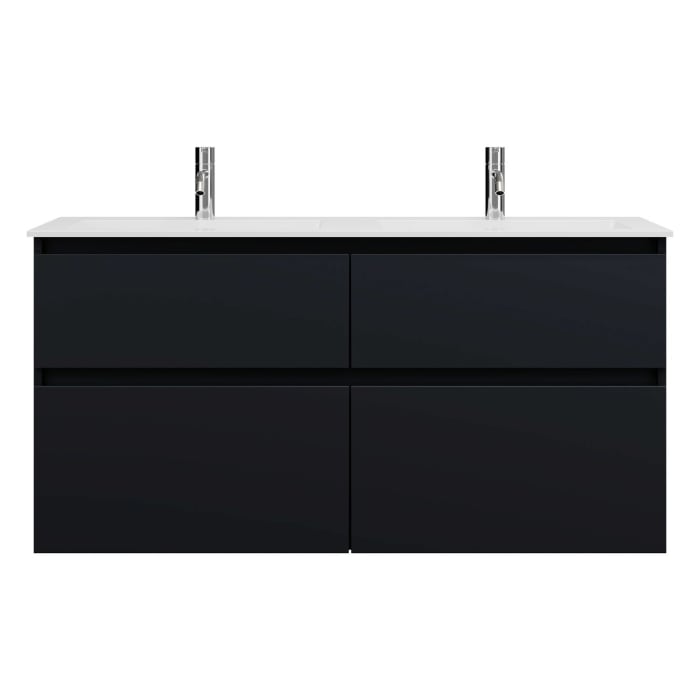 burgbad Lin20 Waschtischunterschrank mit Mineralguss-Doppelwaschtisch 122 cm, 4 Auszüge, links und rechts