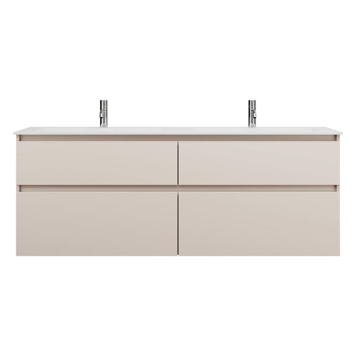 burgbad Lin20 Waschtischunterschrank mit Mineralguss-Doppelwaschtisch 162 cm, 4 Auszüge, links und rechts